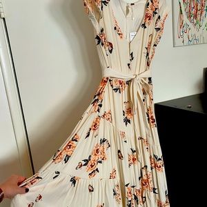 NWT Free People Cream colored floral midi dress